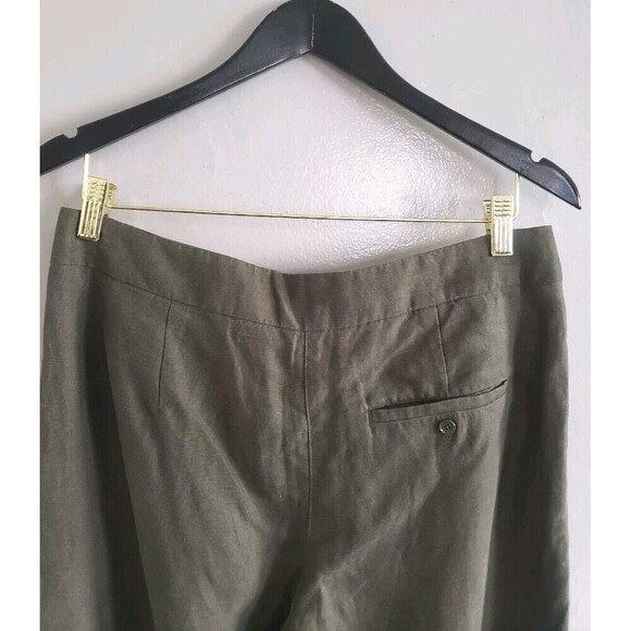 Aritzia Wilfred Linen Pants Women’s 6 Green High Waist Crop Legs Rolled Cuff - Picture 5 of 9